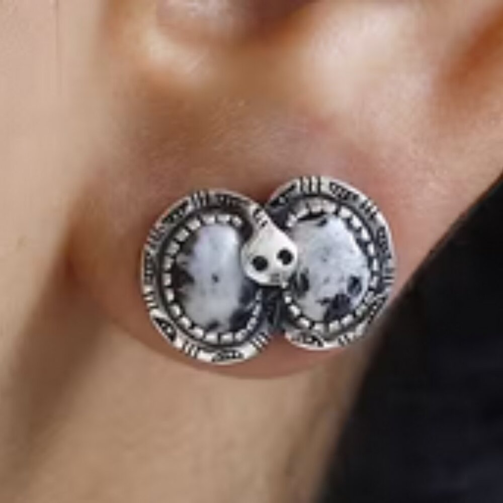 Artisan Crafted White BUFFALO SNAKE Earrings Sterling SILVER